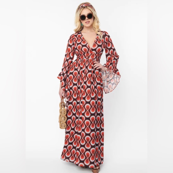 NWT ~ UNIQUE VINTAGE MOD MAXI DRESS ~ GROOVY MAN! - Picture 2 of 7